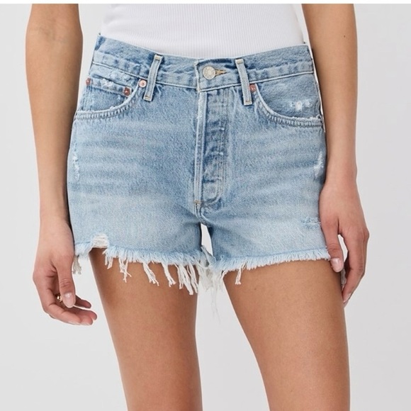 NWT AGOLDE Parker Vintage Cut Off Denim Jean Shorts in Swapmeet Blue 29
